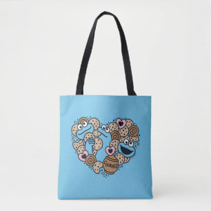 Sesame Sesame Cookie Monster Doodle Heart Tygkasse