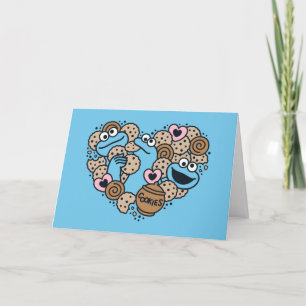 Sesame Sesame Cookie Monster Klotter Hjarta Helgkort