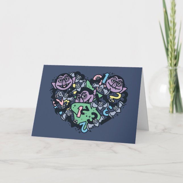 Sesame Sesame | Count von Count Doodle Heart Helgkort (Framsida)