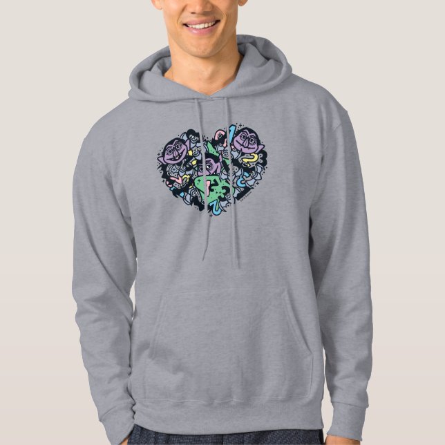 Sesame Sesame | Count von Count Doodle Heart Hoodie (Framsida)