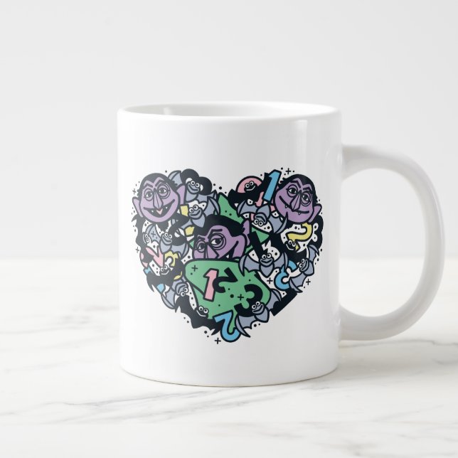 Sesame Sesame | Count von Count Doodle Heart Jumbo Mugg (Höger)