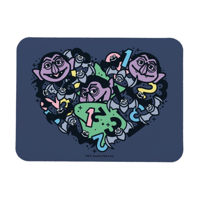 Sesame Sesame | Count von Count Doodle Heart Magnet (Horisontell)