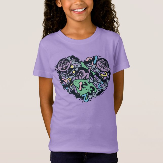 Sesame Sesame | Count von Count Doodle Heart T Shirt (Framsida)