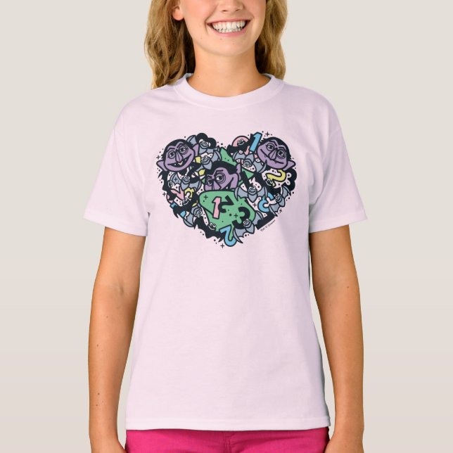 Sesame Sesame | Count von Count Doodle Heart T Shirt (Framsida)