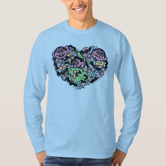 Sesame Sesame | Count von Count Doodle Heart T Shirt (Framsida)