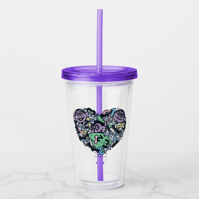 Sesame Sesame | Count von Count Doodle Heart Take Away Mugg (Framsida)