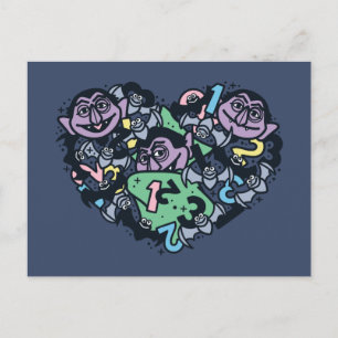 Sesame Sesame Greve von Count Doodle Heart Vykort