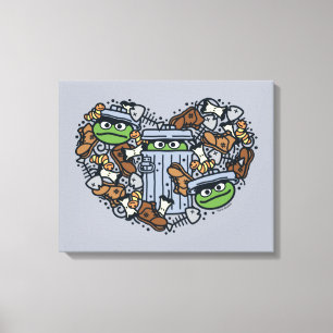 Sesame Sesame Oscar Grouch Doodle Heart Canvastryck