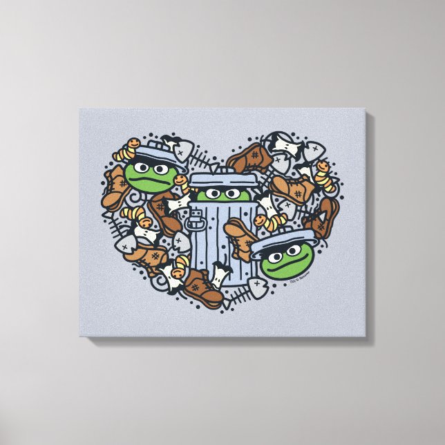 Sesame Sesame | Oscar Grouch Doodle Heart Canvastryck (Framsida)