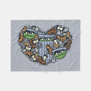 Sesame Sesame Oscar Grouch Doodle Heart Fleecefilt