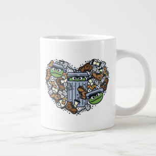 Sesame Sesame Oscar Grouch Doodle Heart Jumbo Mugg