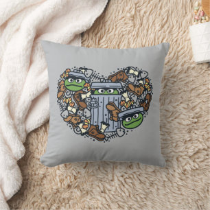 Sesame Sesame   Oscar Grouch Doodle Heart Kudde