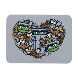 Sesame Sesame Oscar Grouch Doodle Heart Magnet