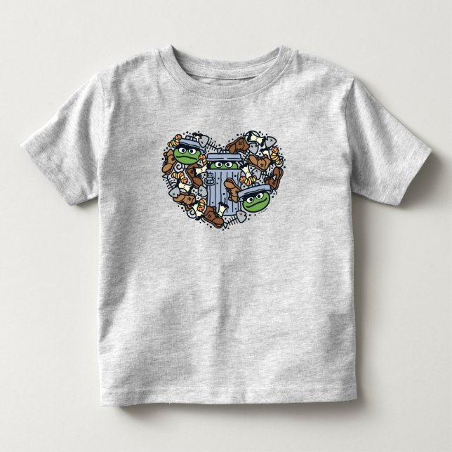 Sesame Sesame | Oscar Grouch Doodle Heart T Shirt (Framsida)