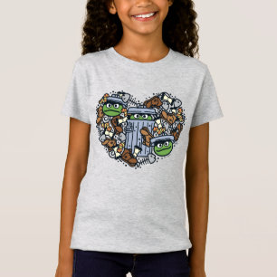 Sesame Sesame Oscar Grouch Doodle Heart T Shirt