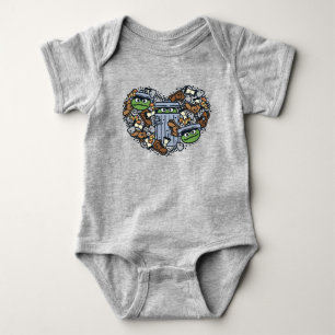 Sesame Sesame   Oscar Grouch Doodle Heart T Shirt