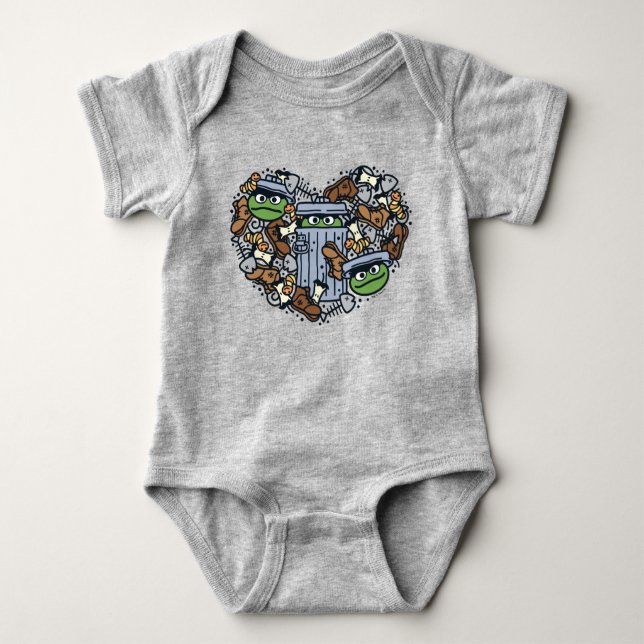 Sesame Sesame | Oscar Grouch Doodle Heart T Shirt (Framsida)