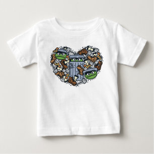Sesame Sesame   Oscar Grouch Doodle Heart T Shirt