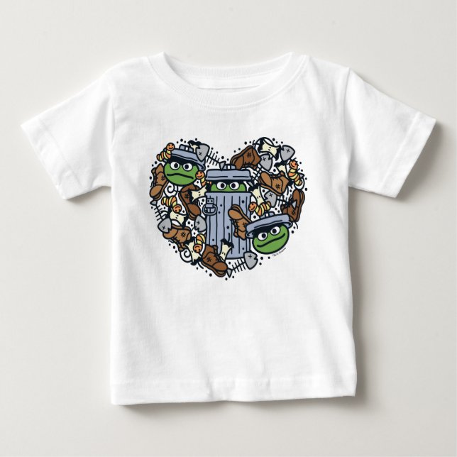 Sesame Sesame | Oscar Grouch Doodle Heart T Shirt (Framsida)
