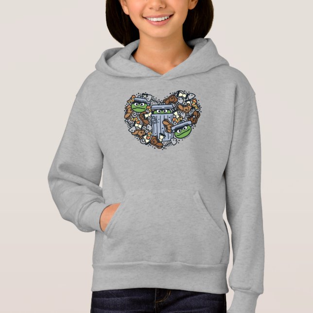 Sesame Sesame | Oscar Grouch Doodle Heart T Shirt (Framsida)