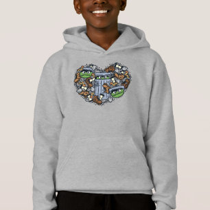 Sesame Sesame Oscar Grouch Doodle Heart T Shirt