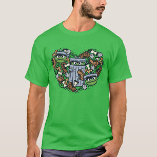 Sesame Sesame Oscar Grouch Doodle Heart T Shirt