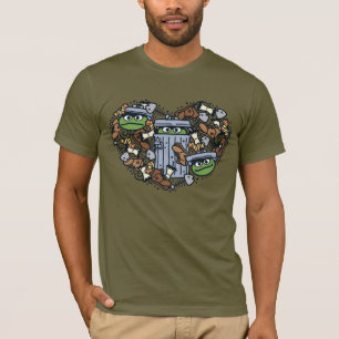 Sesame Sesame Oscar Grouch Doodle Heart T Shirt