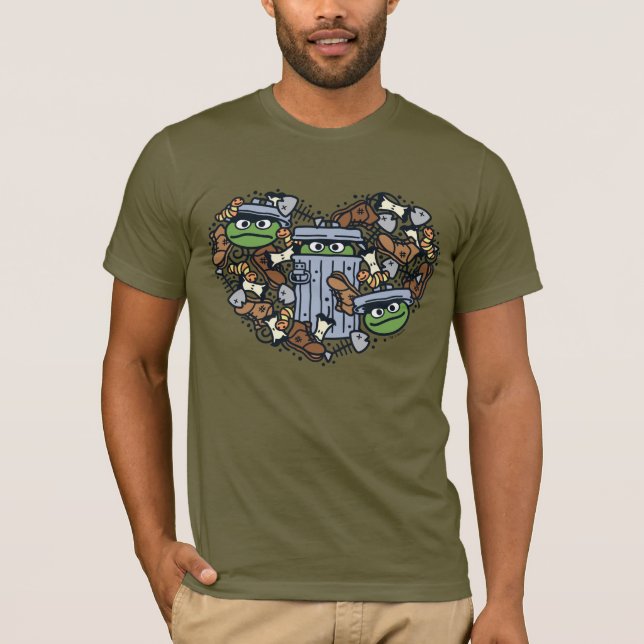 Sesame Sesame | Oscar Grouch Doodle Heart T Shirt (Framsida)
