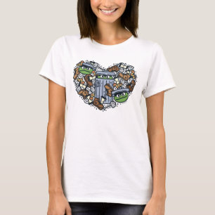 Sesame Sesame   Oscar Grouch Doodle Heart T Shirt