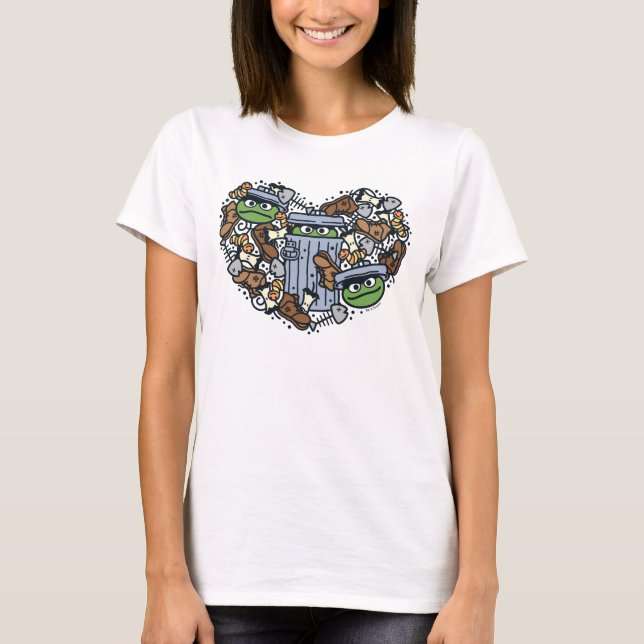 Sesame Sesame | Oscar Grouch Doodle Heart T Shirt (Framsida)