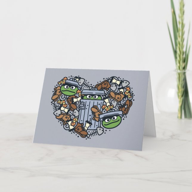 Sesame Sesame | Oscar the Grouch Doodle Hjärta Helgkort (Framsida)