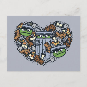 Sesame Sesame Oscar the Grouch Klotter Hjarta Vykort