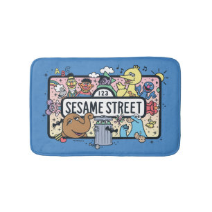 Sesame Sesame Sesame Pals Doodle-skylt Badrumsmatta