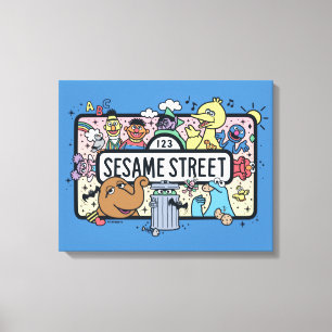 Sesame Sesame   Sesame Pals Doodle-skylt Canvastryck