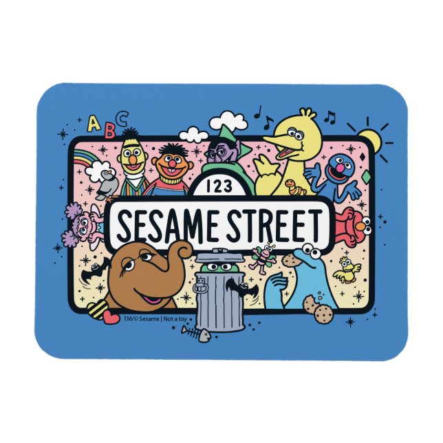 Sesame Sesame | Sesame Pals Doodle-skylt Magnet (Horisontell)