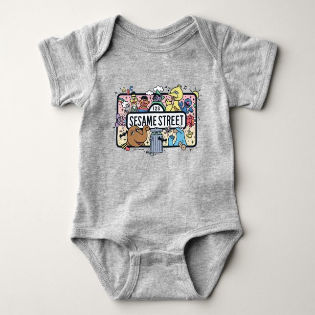 Sesame Sesame | Sesame Pals Doodle-skylt T Shirt (Framsida)