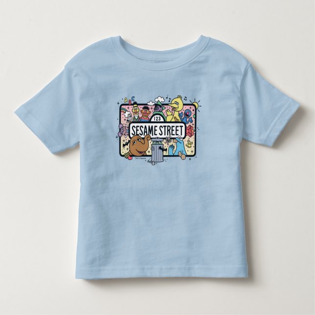 Sesame Sesame | Sesame Pals Doodle-skylt T Shirt (Framsida)