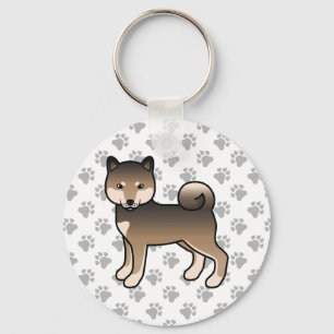 Sesame Shiba Inu Cute Tecknad hund & Tass Nyckelring