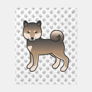Sesame Shiba Inu Söt Tecknad Hund Och Tassar Fleecefilt