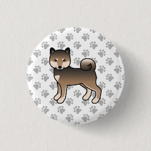Sesame Shiba Inu Söt Tecknad Hund & Tassar Knapp