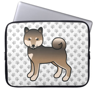 Sesame Shiba Inu Söt Tecknad Hundillustration Laptop Fodral