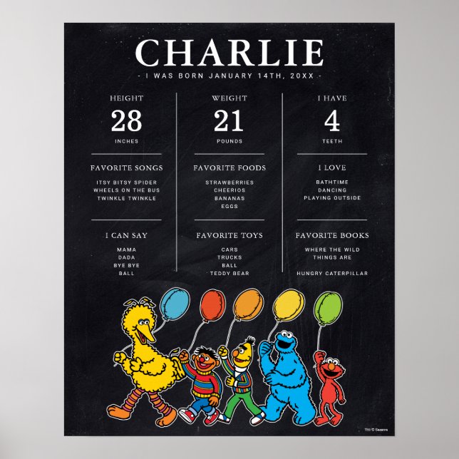 Sesame Street | 1:a födelsedagsmilstolpen Poster (Framsidan)