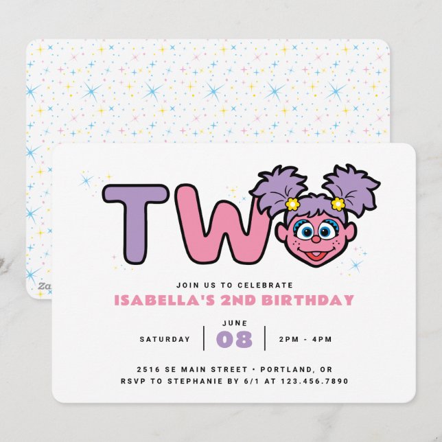 Sesame Street | Abby Cadabby 2-årsdag Inbjudningar (Fram/baksida)