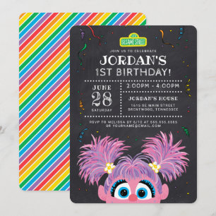 Sesame Street   Abby Cadabby Chalkboard Birthday Inbjudningar