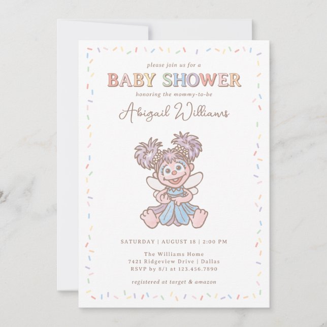 Sesame Street Abby Cadabby Confetti Baby Shower Inbjudningar (Framsida)