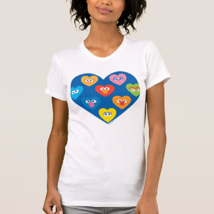 Sesame Street Alla hjärtans hjärtan mönster T Shirt