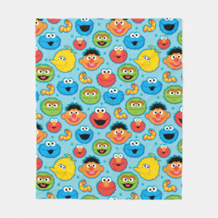 Sesame Street Ansikte Mönster på Blue Fleecefilt