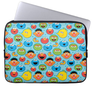 Sesame Street Ansikten Mönster på Blå Laptop Sleeve