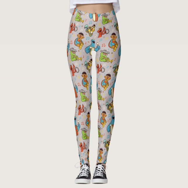 Sesame Street Band Grått Mönster Leggings (Framsida)