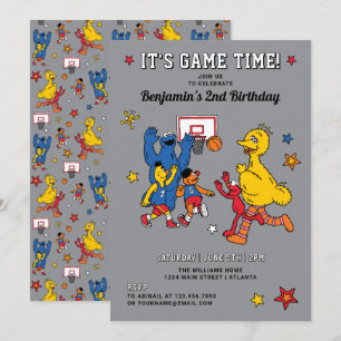 Sesame Street Basketball Birthday Inbjudningar